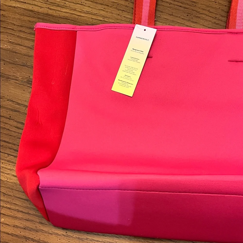Summmersalt Pink and‎ Red Neoprene Tote Bag, NWT - Picture 7 of 13